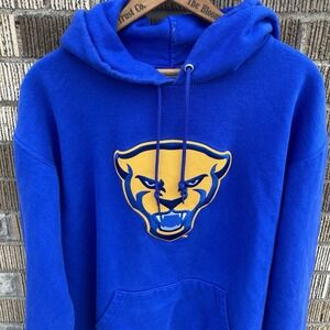 Pitt Panthers Men's Large Royal Blue Hoodie Face Head Champion Basketball